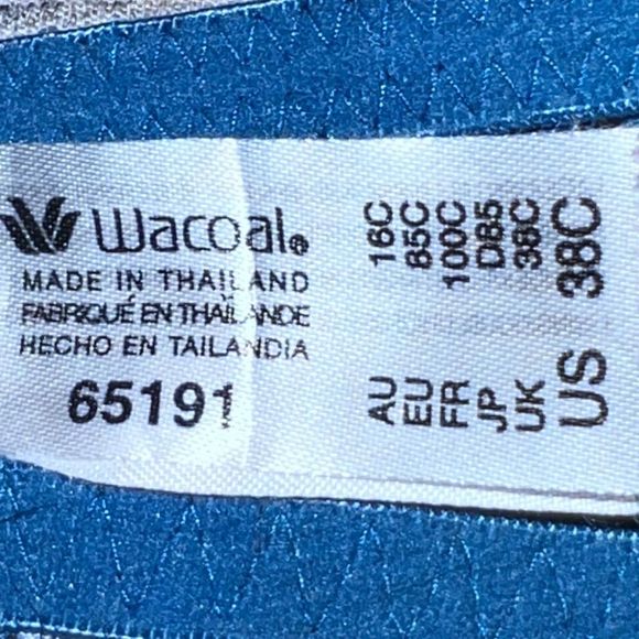 Plus Size Wacoal Blue/White Lace Non Molded Cup Bra Size 38C - Picture 5 of 5